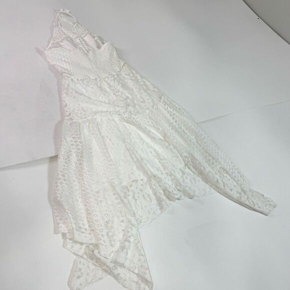 Parker Dress Womens XS Midi White Lace Tulum Halter Beachy Asymmetrical Hem New - Picture 9 of 10